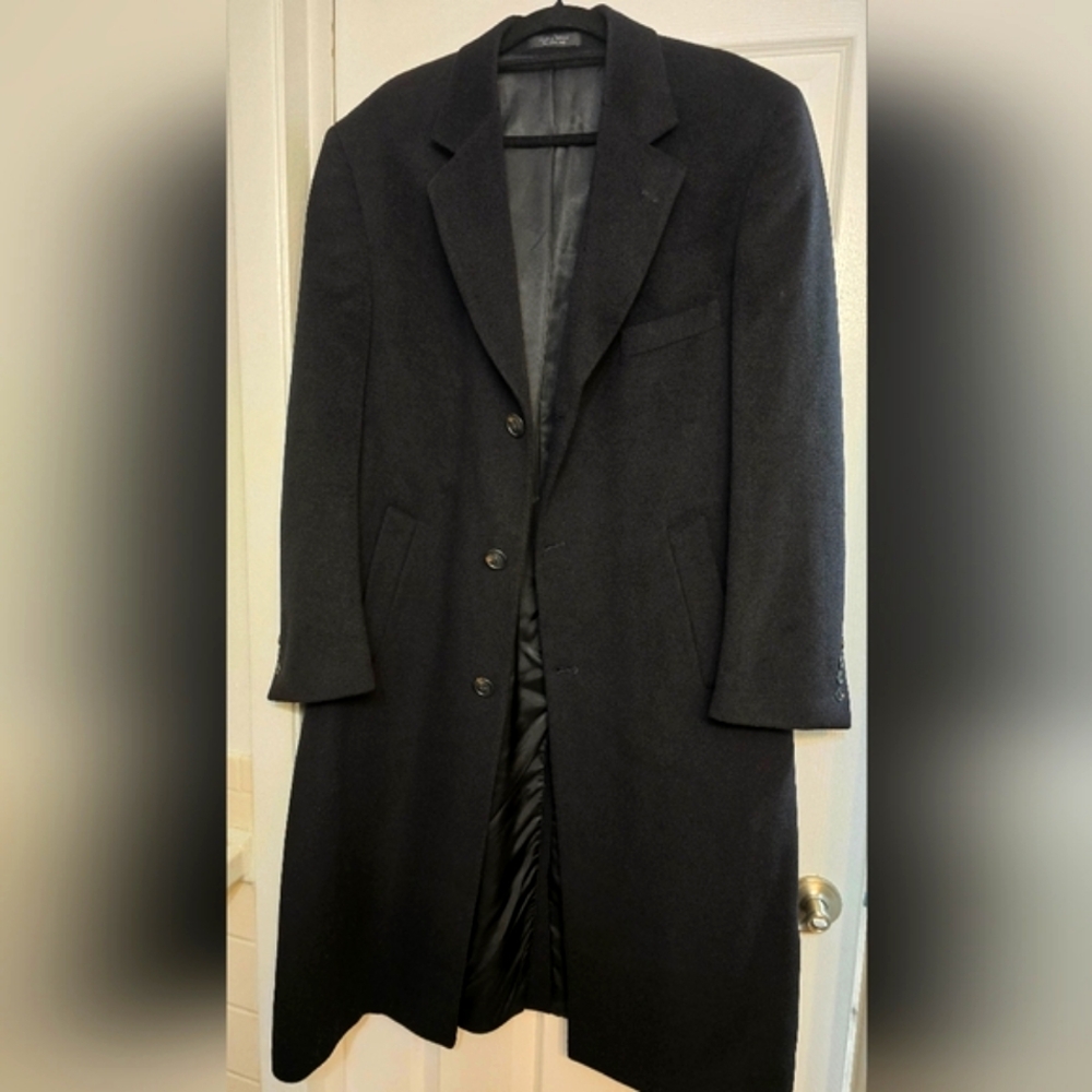 Chaps Ralph Lauren 70% Wool & 30% Cashmere Full Length Coat in Black Sized 46R